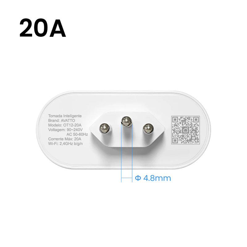 Tomada Inteligente Tuya Socket WiFi/Zigbee 16A/20A, Controle de Voz, Funciona com Alexa, Google Home