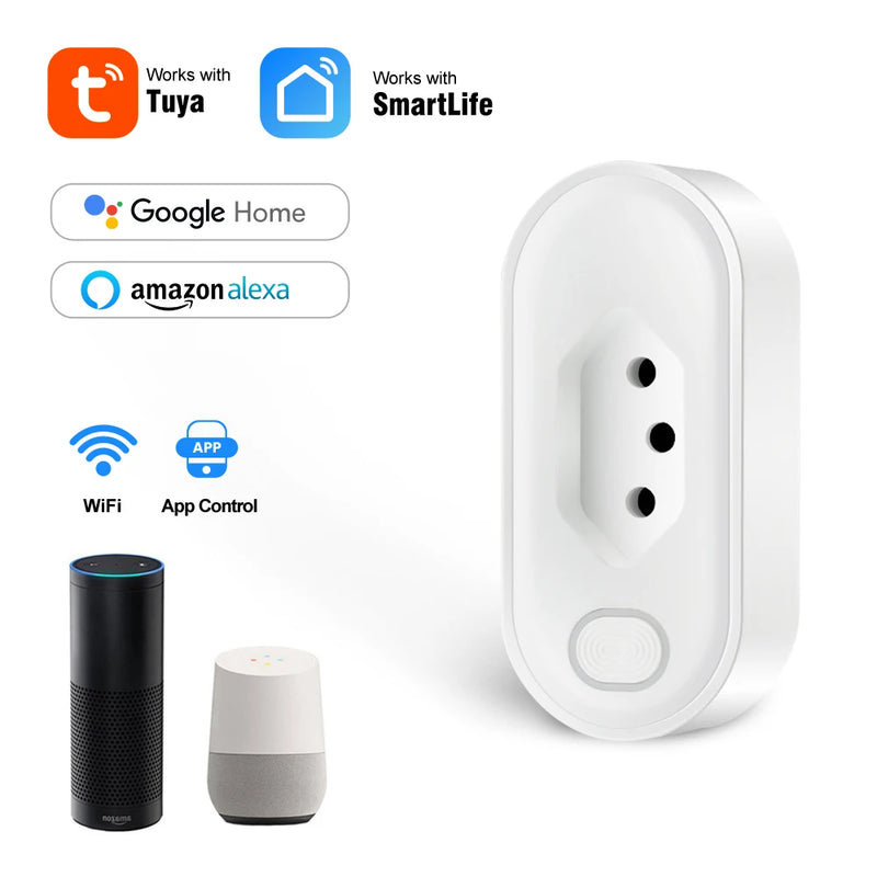 Tomada Inteligente Tuya Socket WiFi/Zigbee 16A/20A, Controle de Voz, Funciona com Alexa, Google Home