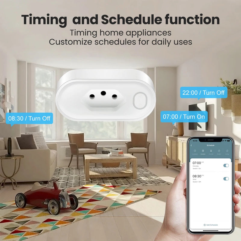 Tomada Inteligente Tuya Socket WiFi/Zigbee 16A/20A, Controle de Voz, Funciona com Alexa, Google Home